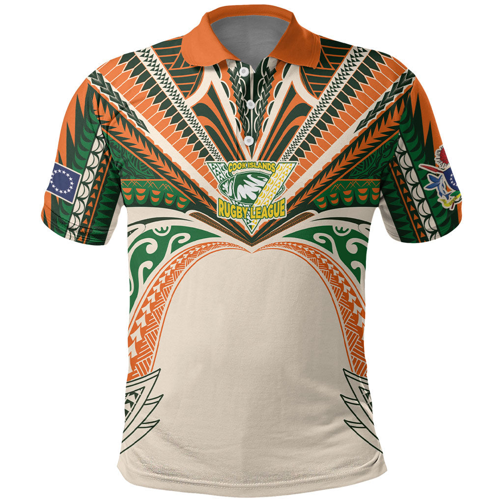 Cook Islands Rugby League Custom Polo Shirt Polynesian and Tatau Tribal Art - Retro Palette LT03 Multicolor - Polynesian Pride