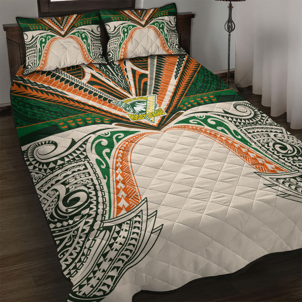 Cook Islands Rugby League Quilt Bed Set Polynesian and Tatau Tribal Art - Retro Palette LT03 Multicolor - Polynesian Pride