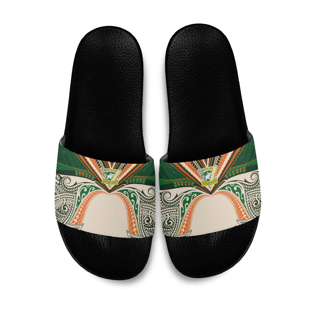 Cook Islands Rugby League Slide Sandals Polynesian and Tatau Tribal Art - Retro Palette LT03 Multicolor - Polynesian Pride