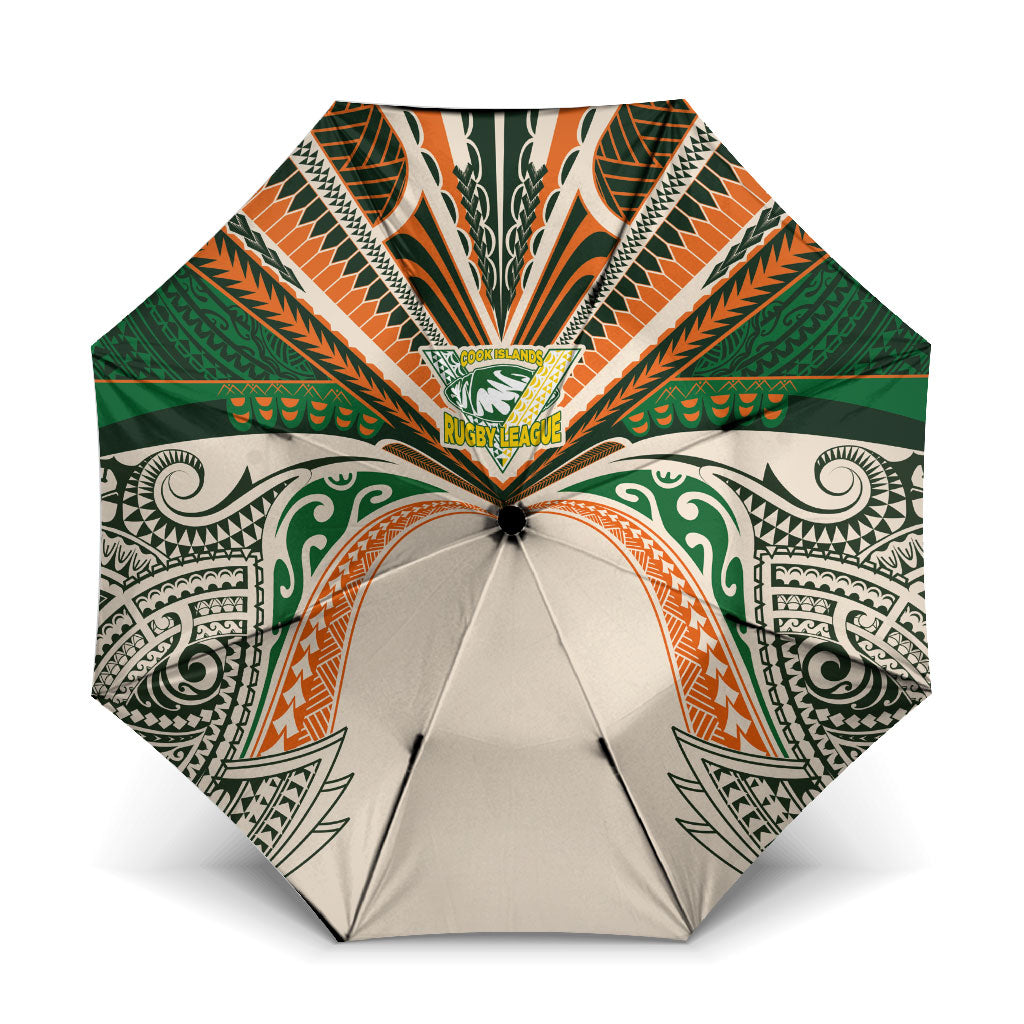 Cook Islands Rugby League Umbrella Polynesian and Tatau Tribal Art - Retro Palette LT03 One Size Folded 11.42 inch Opened Diameter 37.4 inch Multicolor - Polynesian Pride