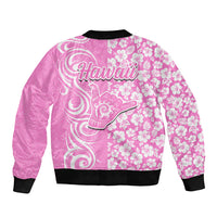 Hawaii Kauai Island Bomber Jacket Hibiscus Pattern Seamless Tribal Simple Pink LT03 - Polynesian Pride