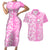 Hawaii Kauai Island Couples Matching Short Sleeve Bodycon Dress and Hawaiian Shirt Hibiscus Pattern Seamless Tribal Simple Pink LT03 Pink - Polynesian Pride