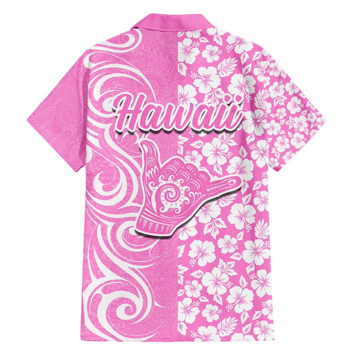 Hawaii Kauai Island Family Matching Puletasi Dress and Hawaiian Shirt Hibiscus Pattern Seamless Tribal Simple Pink LT03 - Polynesian Pride