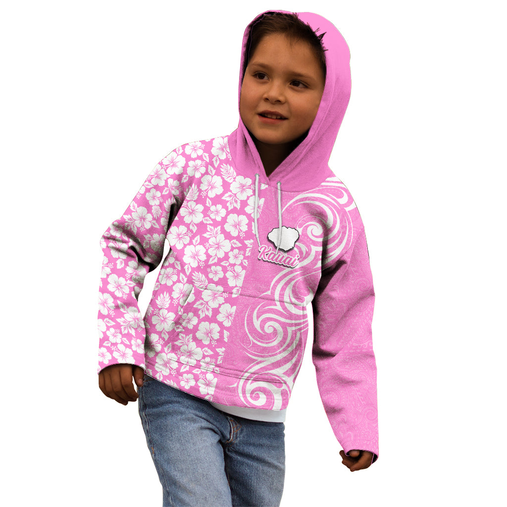 Hawaii Kauai Island Kid Hoodie Hibiscus Pattern Seamless Tribal Simple Pink LT03 - Polynesian Pride