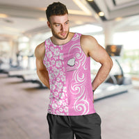 Hawaii Kauai Island Men Tank Top Hibiscus Pattern Seamless Tribal Simple Pink LT03 - Polynesian Pride