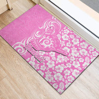 Hawaii Kauai Island Rubber Doormat Hibiscus Pattern Seamless Tribal Simple Pink LT03 - Polynesian Pride