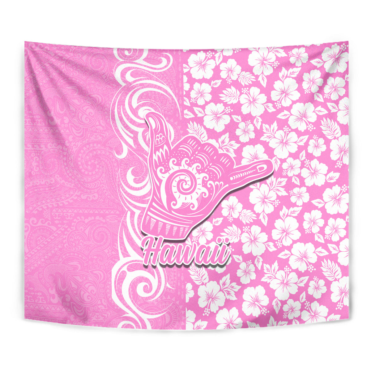 Hawaii Kauai Island Tapestry Hibiscus Pattern Seamless Tribal Simple Pink LT03 - Polynesian Pride