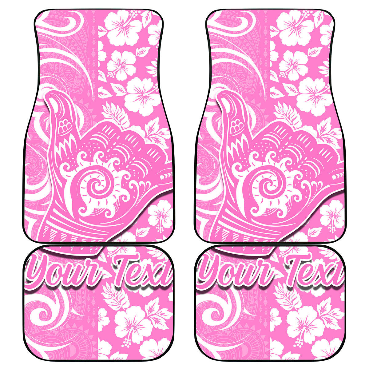 Custom Hawaii Kauai Island Car Mats Hibiscus Pattern Seamless Tribal Simple Pink LT03 Pink - Polynesian Pride