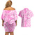 Custom Hawaii Kauai Island Couples Matching Off Shoulder Short Dress and Hawaiian Shirt Hibiscus Pattern Seamless Tribal Simple Pink LT03 - Polynesian Pride