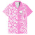 Custom Hawaii Kauai Island Family Matching Off Shoulder Short Dress and Hawaiian Shirt Hibiscus Pattern Seamless Tribal Simple Pink LT03 Dad's Shirt - Short Sleeve Pink - Polynesian Pride