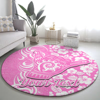 Custom Hawaii Kauai Island Round Carpet Hibiscus Pattern Seamless Tribal Simple Pink LT03 - Polynesian Pride