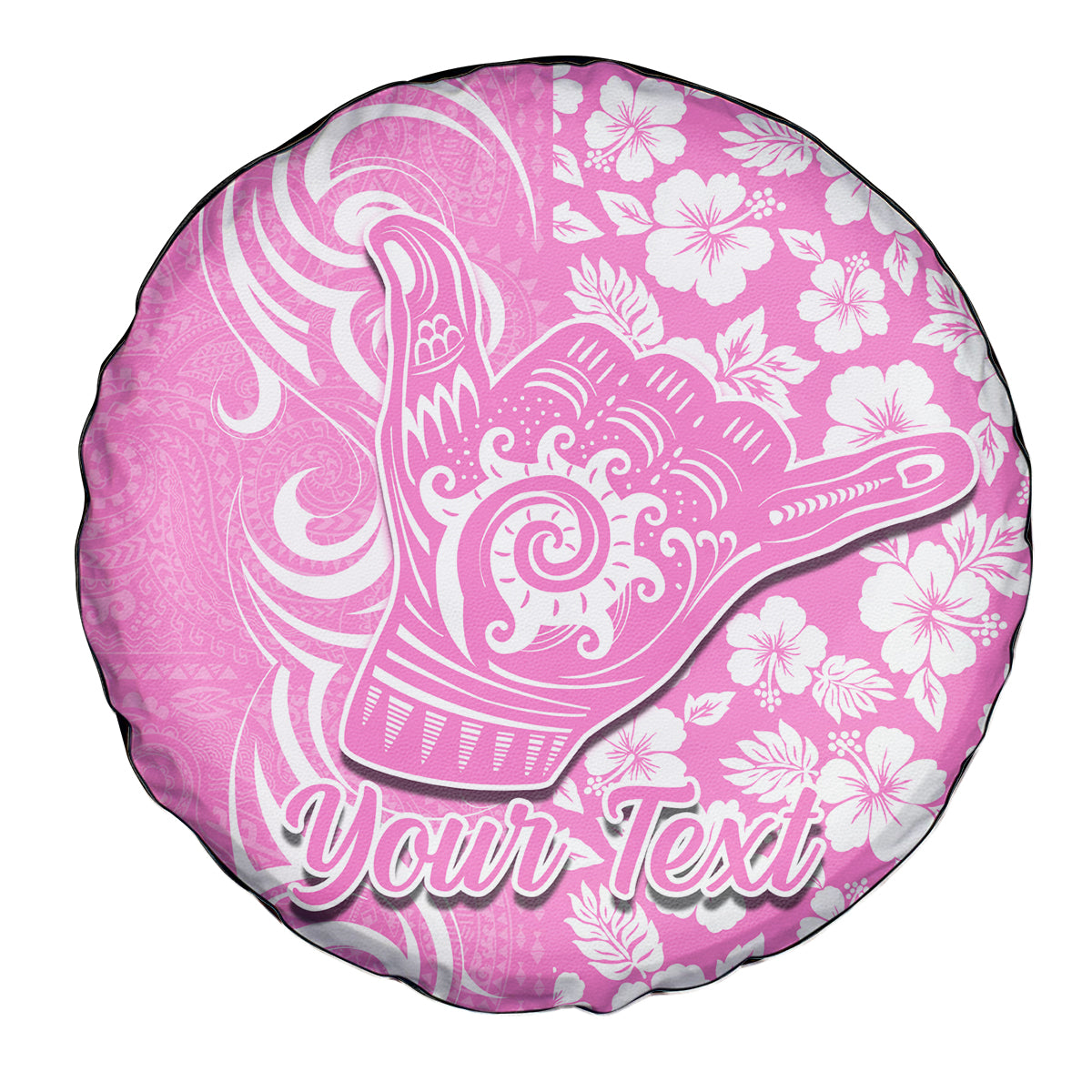Custom Hawaii Kauai Island Spare Tire Cover Hibiscus Pattern Seamless Tribal Simple Pink LT03 - Polynesian Pride