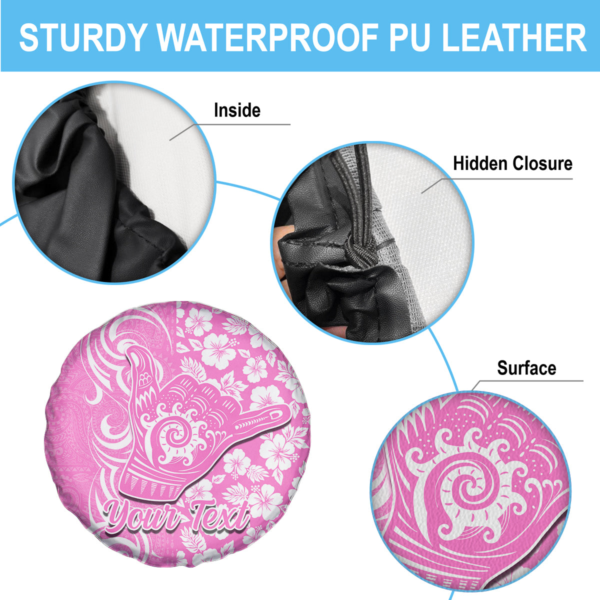 Custom Hawaii Kauai Island Spare Tire Cover Hibiscus Pattern Seamless Tribal Simple Pink LT03 - Polynesian Pride