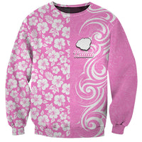 Custom Hawaii Kauai Island Sweatshirt Hibiscus Pattern Seamless Tribal Simple Pink LT03 Unisex Pink - Polynesian Pride