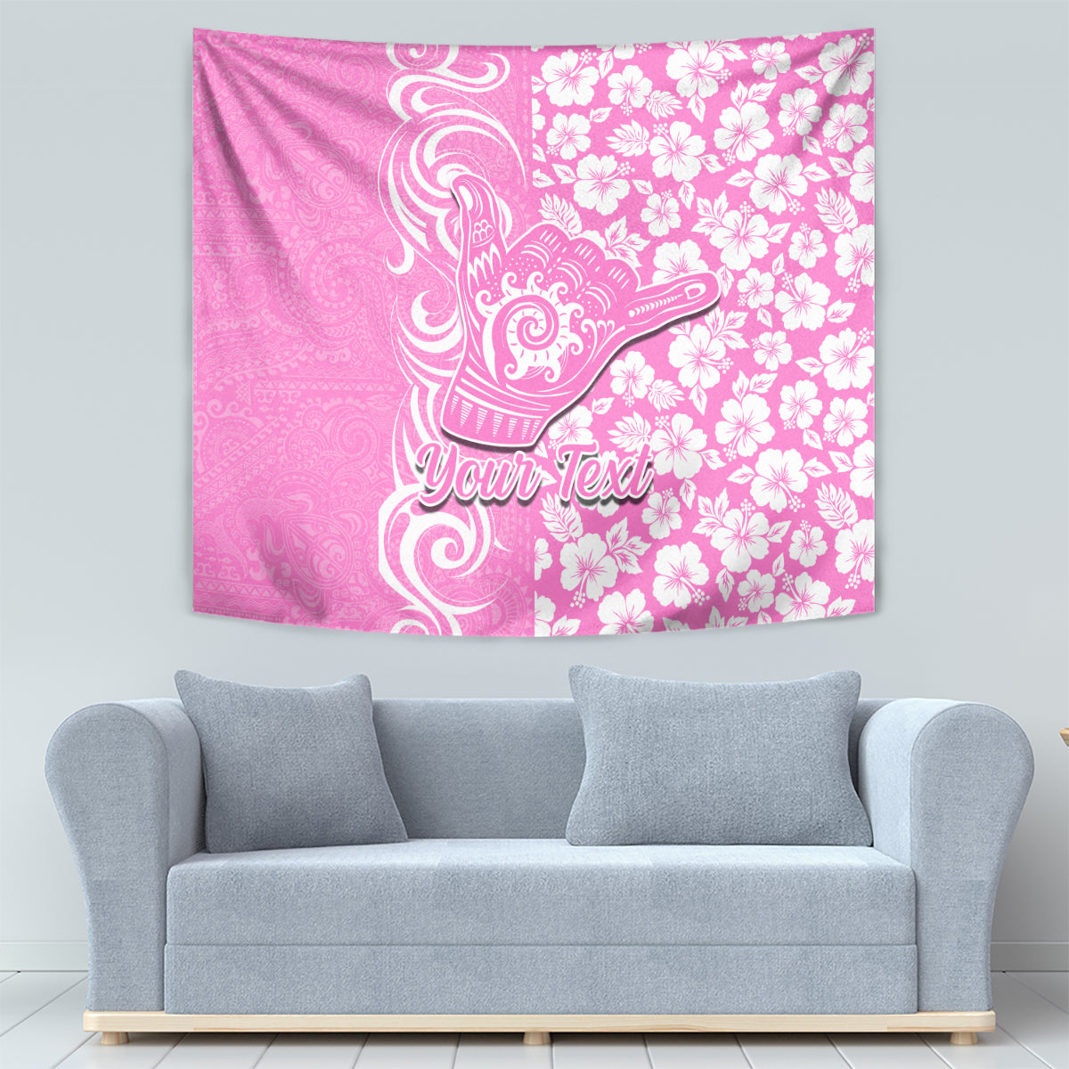 Custom Hawaii Kauai Island Tapestry Hibiscus Pattern Seamless Tribal Simple Pink LT03 - Polynesian Pride