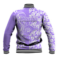 Hawaii Kauai Island Baseball Jacket Hibiscus Pattern Seamless Tribal Simple Purple LT03 - Polynesian Pride