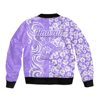 Hawaii Kauai Island Bomber Jacket Hibiscus Pattern Seamless Tribal Simple Purple LT03 - Polynesian Pride