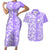 Hawaii Kauai Island Couples Matching Short Sleeve Bodycon Dress and Hawaiian Shirt Hibiscus Pattern Seamless Tribal Simple Purple LT03 Purple - Polynesian Pride