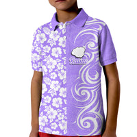 Hawaii Kauai Island Kid Polo Shirt Hibiscus Pattern Seamless Tribal Simple Purple LT03 Kid Purple - Polynesian Pride