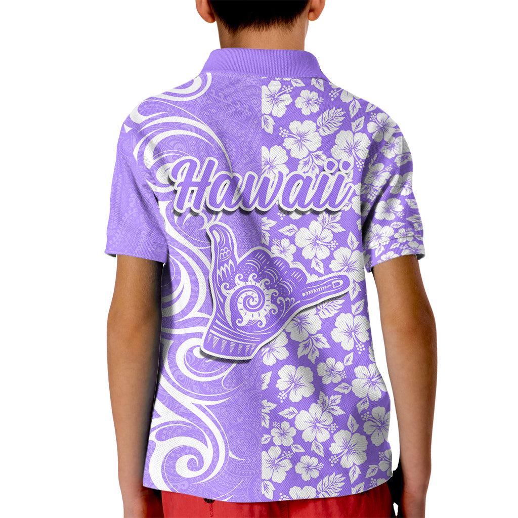 Hawaii Kauai Island Kid Polo Shirt Hibiscus Pattern Seamless Tribal Simple Purple LT03 - Polynesian Pride