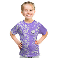 Hawaii Kauai Island Kid T Shirt Hibiscus Pattern Seamless Tribal Simple Purple LT03 Purple - Polynesian Pride
