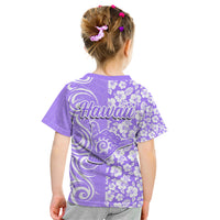 Hawaii Kauai Island Kid T Shirt Hibiscus Pattern Seamless Tribal Simple Purple LT03 - Polynesian Pride