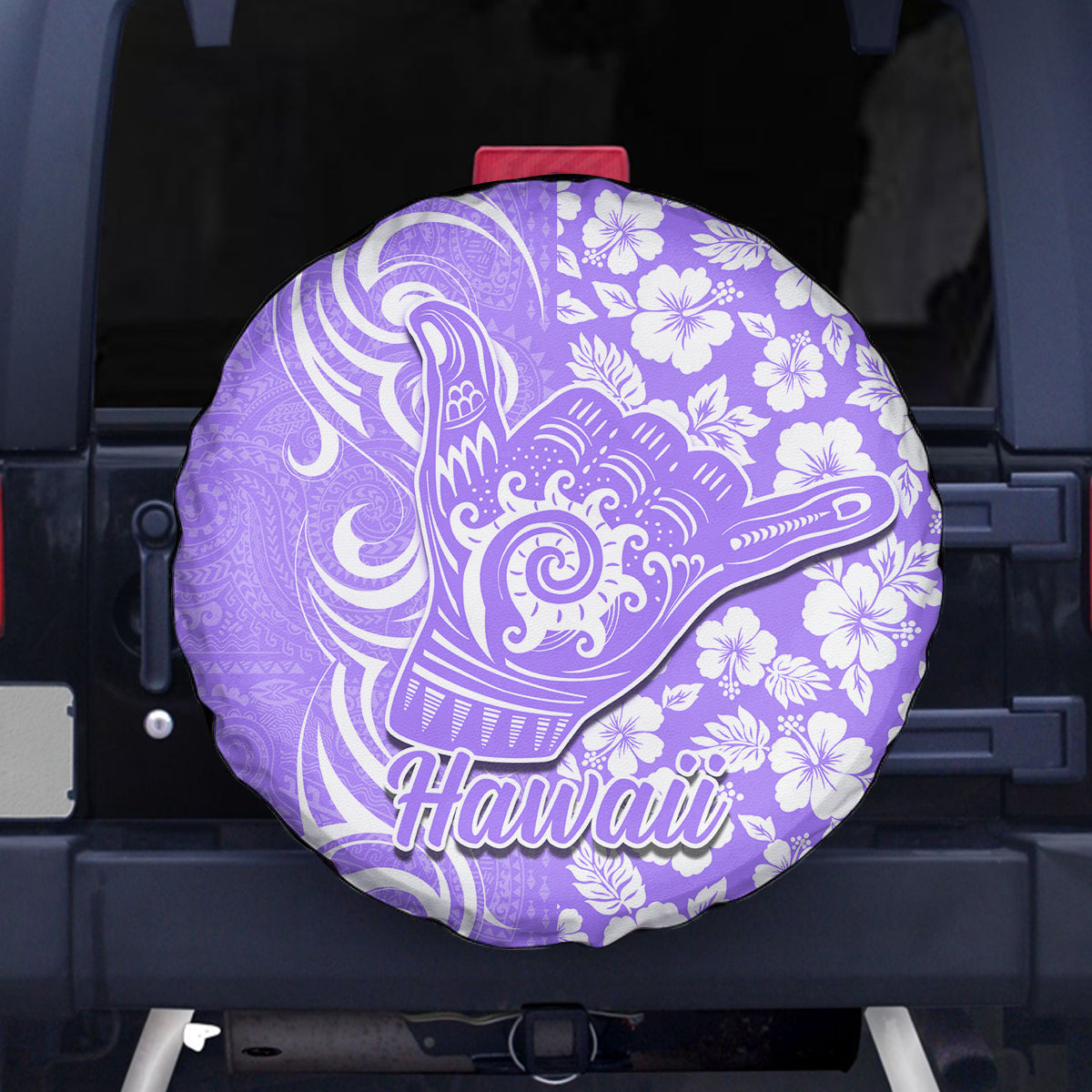 Hawaii Kauai Island Spare Tire Cover Hibiscus Pattern Seamless Tribal Simple Purple LT03 Purple - Polynesian Pride