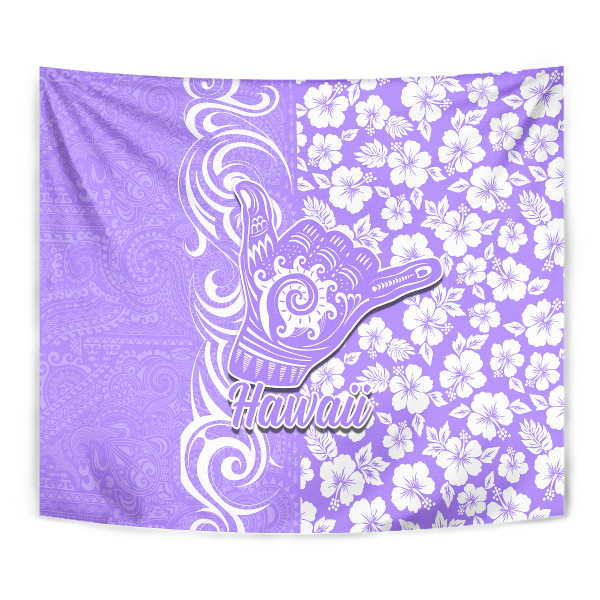 Hawaii Kauai Island Tapestry Hibiscus Pattern Seamless Tribal Simple Purple LT03 - Polynesian Pride