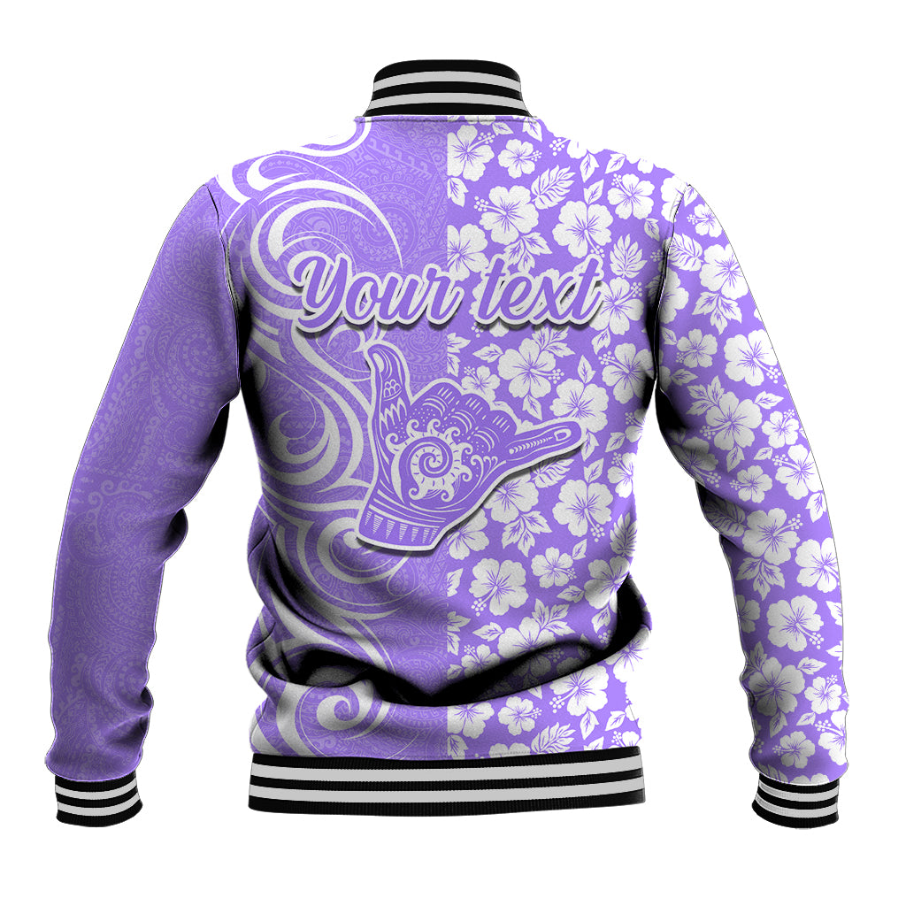 Custom Hawaii Kauai Island Baseball Jacket Hibiscus Pattern Seamless Tribal Simple Purple LT03 - Polynesian Pride