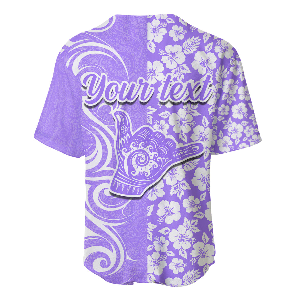Custom Hawaii Kauai Island Baseball Jersey Hibiscus Pattern Seamless Tribal Simple Purple LT03 - Polynesian Pride