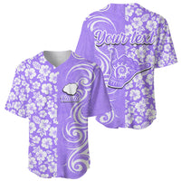 Custom Hawaii Kauai Island Baseball Jersey Hibiscus Pattern Seamless Tribal Simple Purple LT03 - Polynesian Pride
