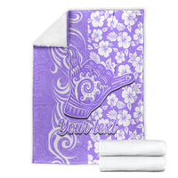 Custom Hawaii Kauai Island Blanket Hibiscus Pattern Seamless Tribal Simple Purple LT03 - Polynesian Pride
