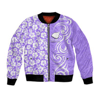 Custom Hawaii Kauai Island Bomber Jacket Hibiscus Pattern Seamless Tribal Simple Purple LT03 Unisex Purple - Polynesian Pride