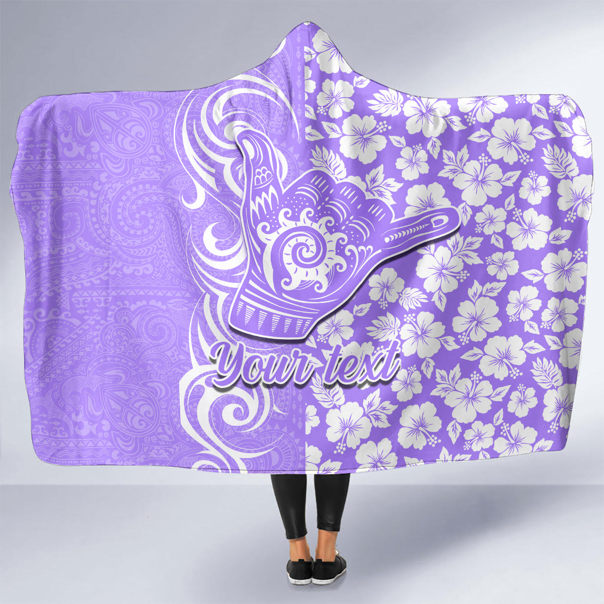 Custom Hawaii Kauai Island Hooded Blanket Hibiscus Pattern Seamless Tribal Simple Purple LT03 - Polynesian Pride