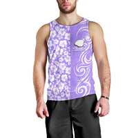 Custom Hawaii Kauai Island Men Tank Top Hibiscus Pattern Seamless Tribal Simple Purple LT03 - Polynesian Pride