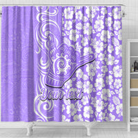 Custom Hawaii Kauai Island Shower Curtain Hibiscus Pattern Seamless Tribal Simple Purple LT03 - Polynesian Pride