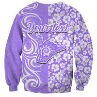 Custom Hawaii Kauai Island Sweatshirt Hibiscus Pattern Seamless Tribal Simple Purple LT03 - Polynesian Pride