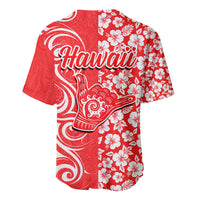 Hawaii Kauai Island Baseball Jersey Hibiscus Pattern Seamless Tribal Simple Red LT03 - Polynesian Pride