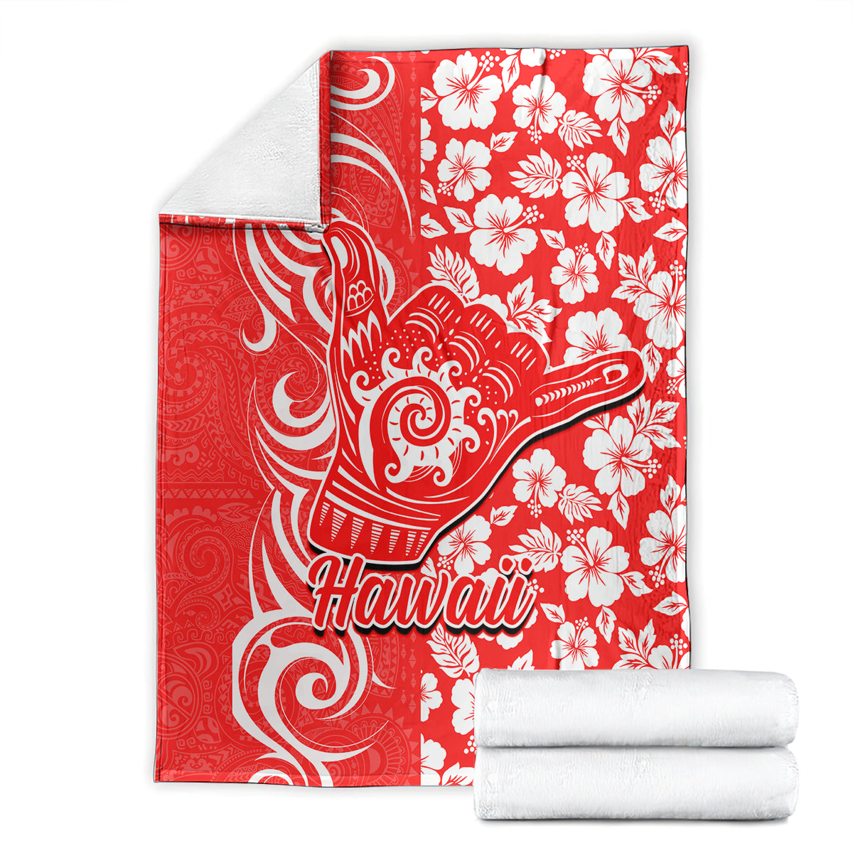 Hawaii Kauai Island Blanket Hibiscus Pattern Seamless Tribal Simple Red LT03 - Polynesian Pride