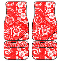 Hawaii Kauai Island Car Mats Hibiscus Pattern Seamless Tribal Simple Red LT03 Red - Polynesian Pride