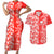 Hawaii Kauai Island Couples Matching Short Sleeve Bodycon Dress and Hawaiian Shirt Hibiscus Pattern Seamless Tribal Simple Red LT03 Red - Polynesian Pride