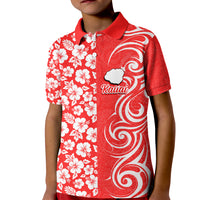 Hawaii Kauai Island Kid Polo Shirt Hibiscus Pattern Seamless Tribal Simple Red LT03 Kid Red - Polynesian Pride