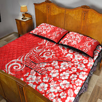 Hawaii Kauai Island Quilt Bed Set Hibiscus Pattern Seamless Tribal Simple Red LT03 - Polynesian Pride