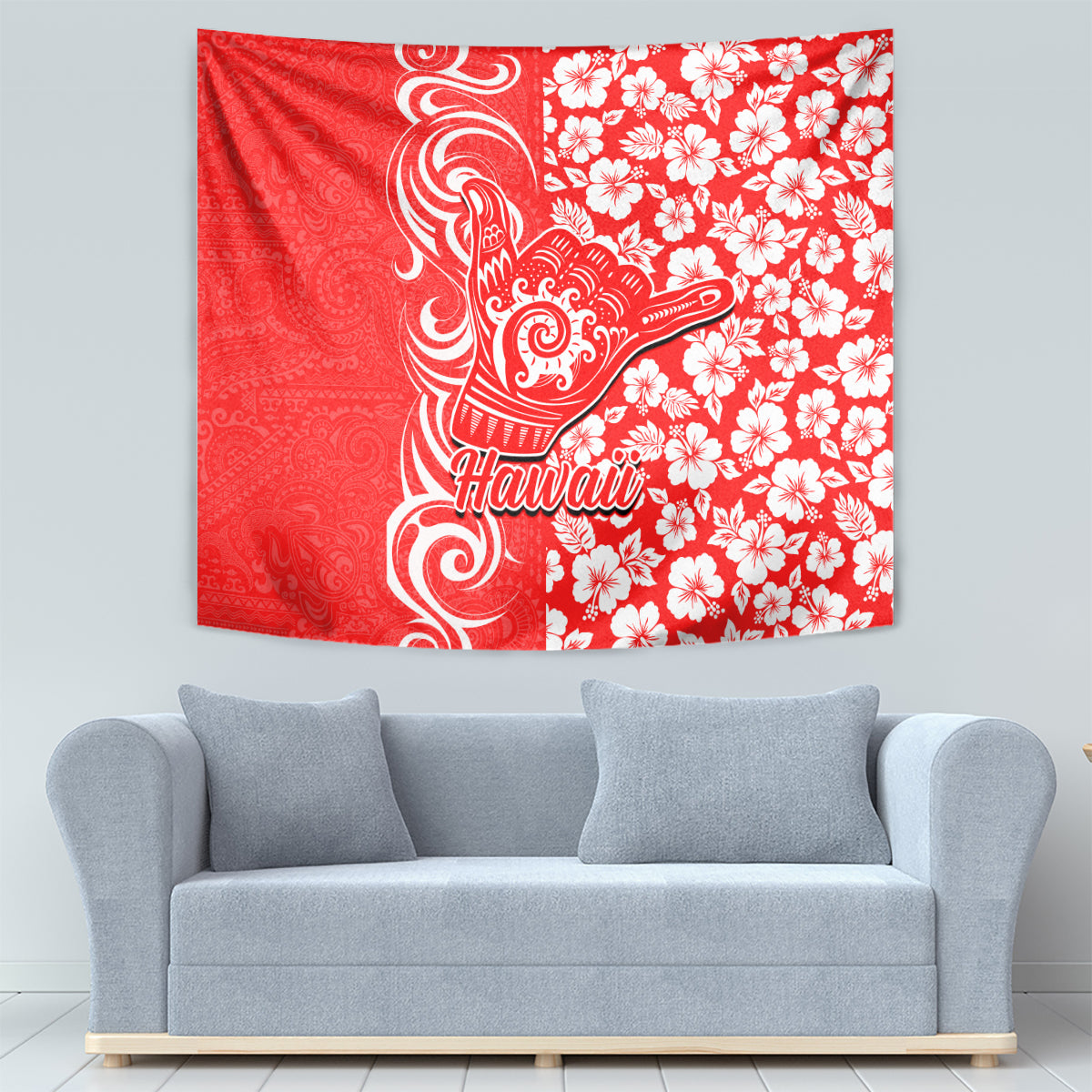 Hawaii Kauai Island Tapestry Hibiscus Pattern Seamless Tribal Simple Red LT03 - Polynesian Pride