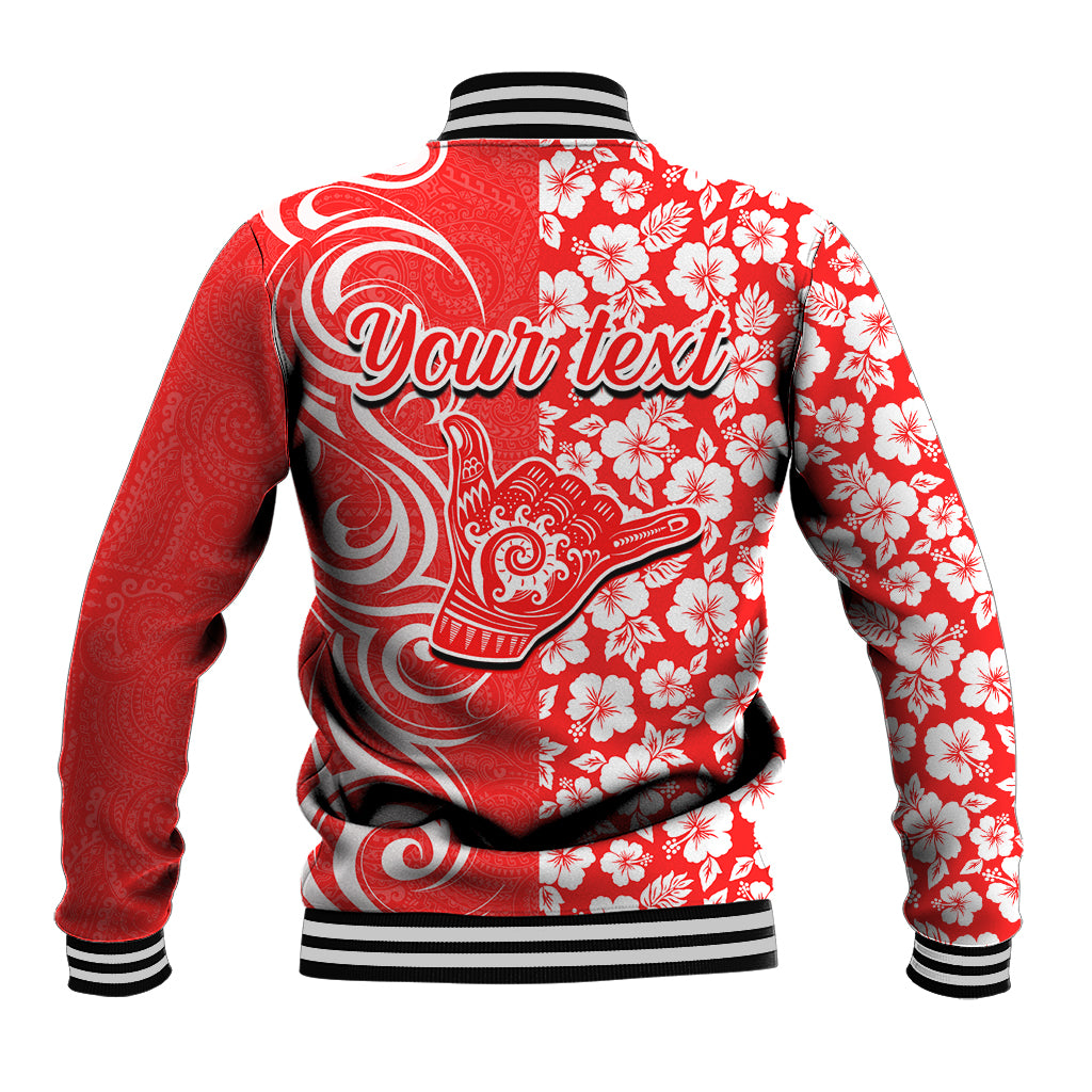 Custom Hawaii Kauai Island Baseball Jacket Hibiscus Pattern Seamless Tribal Simple Red LT03 - Polynesian Pride
