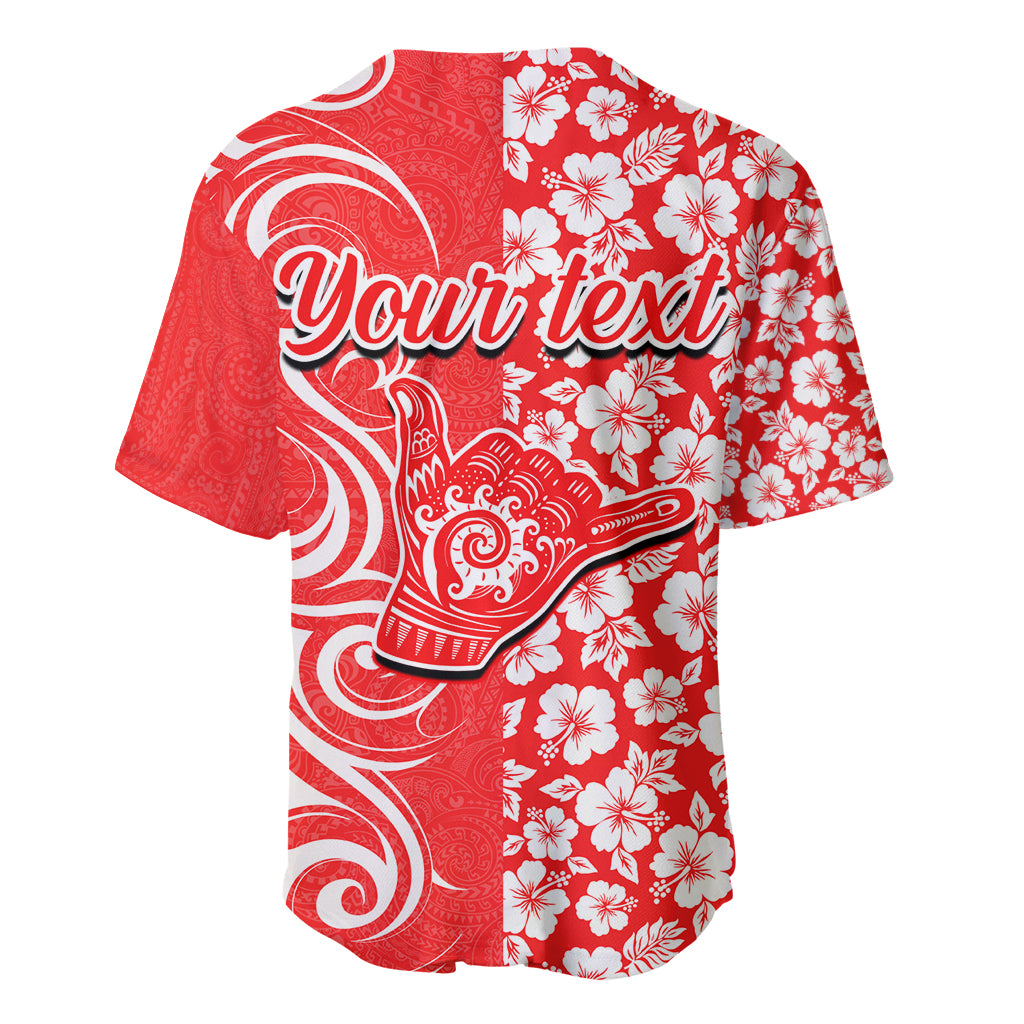 Custom Hawaii Kauai Island Baseball Jersey Hibiscus Pattern Seamless Tribal Simple Red LT03 - Polynesian Pride