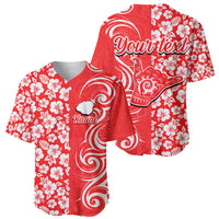 Custom Hawaii Kauai Island Baseball Jersey Hibiscus Pattern Seamless Tribal Simple Red LT03 - Polynesian Pride