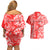 Custom Hawaii Kauai Island Couples Matching Off Shoulder Short Dress and Hawaiian Shirt Hibiscus Pattern Seamless Tribal Simple Red LT03 - Polynesian Pride