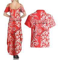 Custom Hawaii Kauai Island Couples Matching Summer Maxi Dress and Hawaiian Shirt Hibiscus Pattern Seamless Tribal Simple Red LT03 - Polynesian Pride