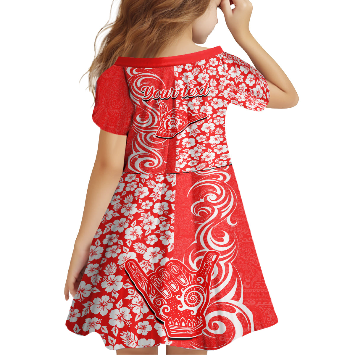 Custom Hawaii Kauai Island Family Matching Off Shoulder Short Dress and Hawaiian Shirt Hibiscus Pattern Seamless Tribal Simple Red LT03 - Polynesian Pride